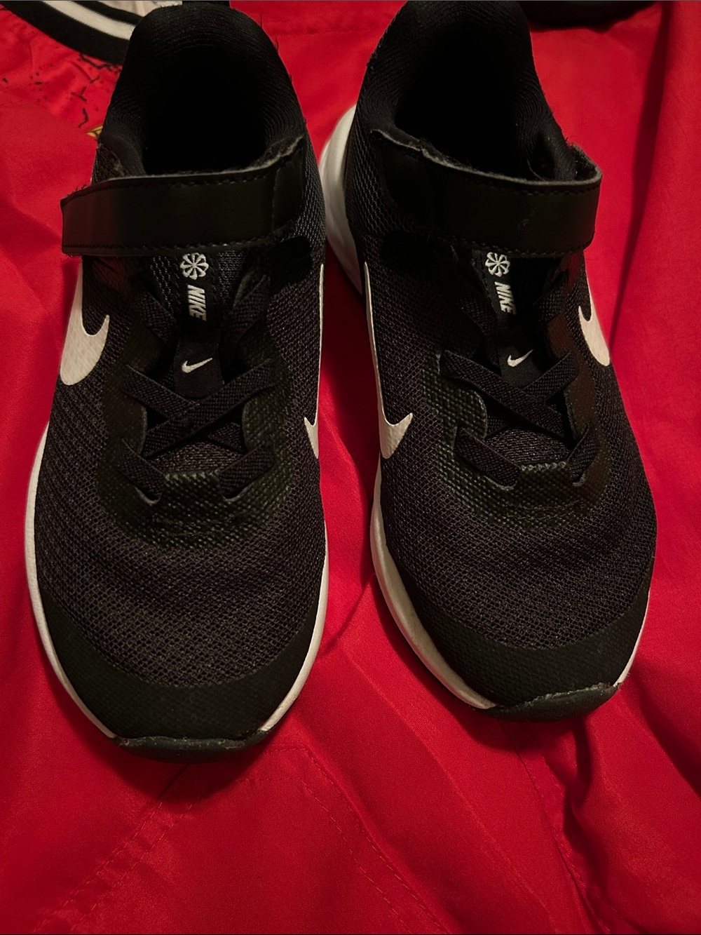 Nike Kids Black and White Velcro Athletic Sneakers